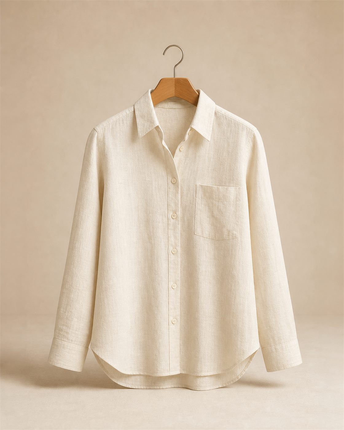 Ivory linen shirt from the Ishraa garment collection